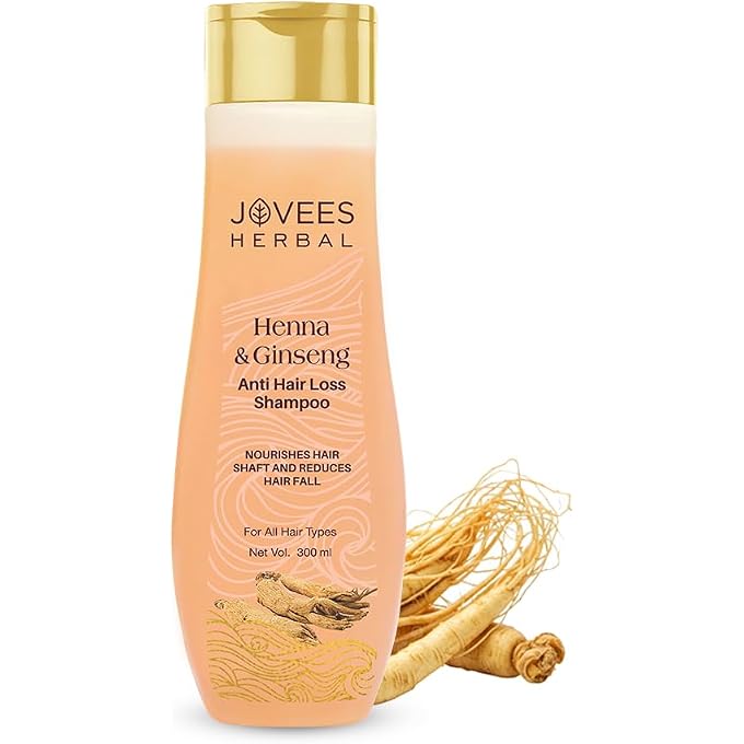 Jovees Herbal Henna & Ginseng Anti Hair Fall Shampoo | Controls Hair Fall & Promotes Hair Growth | Enriched With Henna, Ginseng & Amla Extract | Suitable for All Hair Types | Men & Women 300ml - Image 1