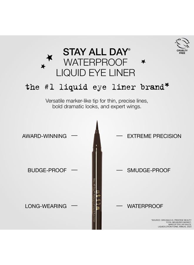 stila Waterproof Liquid Eye Liner, Stay All Day Makeup with Fine Brush Tip Lasting Satin Finish, Smudge-Proof & Transfer-Resistant  - Image 3