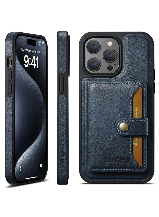 سوتين جراب لهاتف iPhone 16 Pro M1 مصنوع من مادة MagSafe الزيتية والشمعية والقابلة للفصل وحقيبة بطاقات أفقية - Image 1