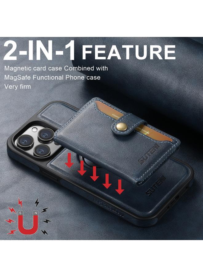 سوتين جراب لهاتف iPhone 16 Pro M1 مصنوع من مادة MagSafe الزيتية والشمعية والقابلة للفصل وحقيبة بطاقات أفقية - Image 3