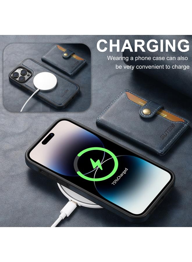 سوتين جراب لهاتف iPhone 16 Pro M1 مصنوع من مادة MagSafe الزيتية والشمعية والقابلة للفصل وحقيبة بطاقات أفقية - Image 4