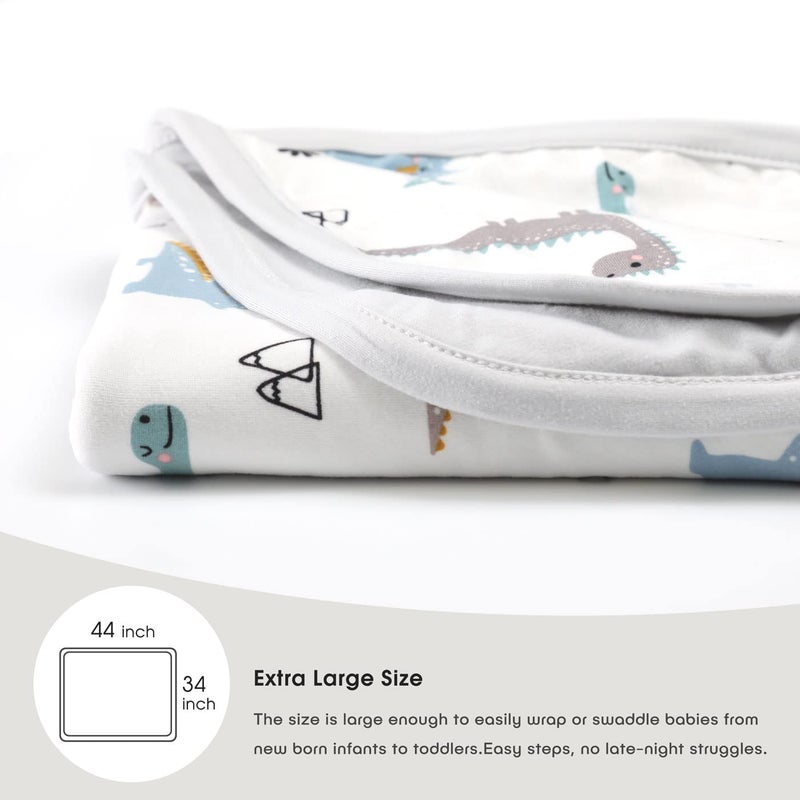 GRSSDER Baby Blankets Super Soft Jersey Knit Swaddle Blanket for Baby Girls and Boys, Double Layer Receiving Blankets 34 x 44 Inches Extra Large for Baby Swaddling, Happy Dinosaur - Image 3