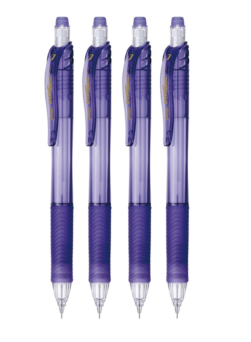 Pentel 4-Piece Mechanical Pencils 0.7mm Tip Violet Body - Image 1