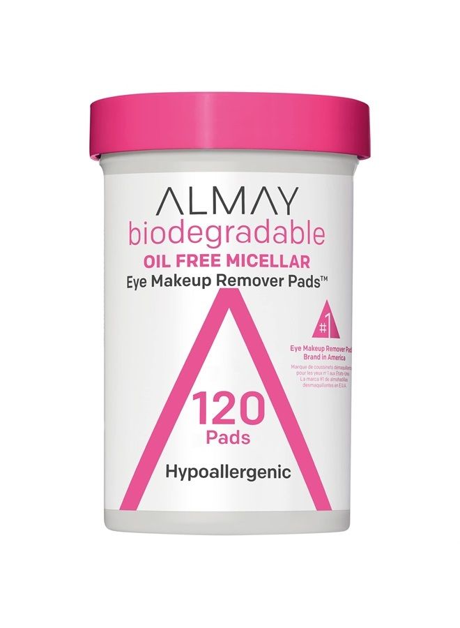 Almay Makeup Remover Pads, Micellar Gentle, Longwear & Waterproof, Hypoallergenic, Fragrance Free, Dermatologist & Ophthalmologist Tested, 120 Pads (Pack of 1) - Image 1