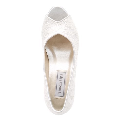 Touch Ups Women's Catalina Open-Toe Pump,White Satin,5 M US - Image 4