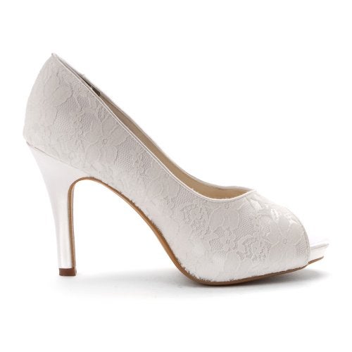 Touch Ups Women's Catalina Open-Toe Pump,White Satin,5 M US - Image 2
