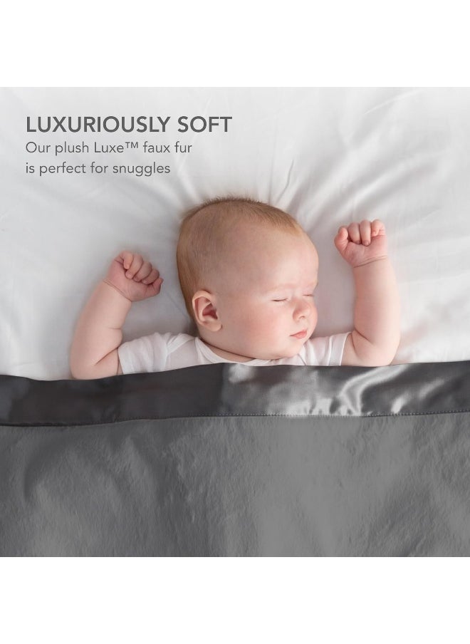 Little Giraffe Little Giraffe Baby Blanket - Luxe Soft Blanket with Satin Trim - Baby Stroller Blanket - Newborn Baby Essentials & Baby Gifts - 29x35" - Charcoal  - Image 2