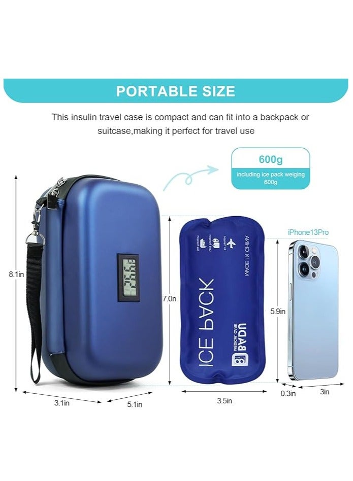 24 Hour Insulin Cooler, Travel Case, Medication Diabetes Cooler, Travel with Thermometer, Temperature Display, Refrigerated Medicine, Tissue Bag, with 2 Ice Packs - Image 2