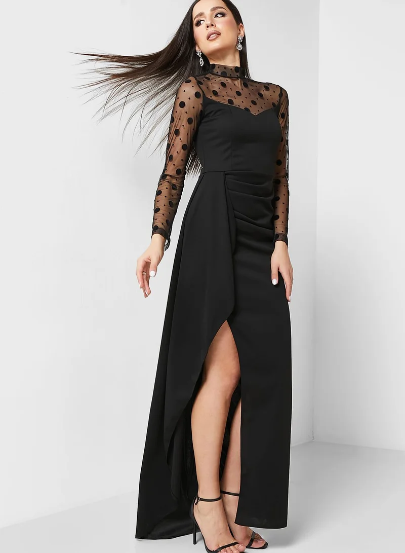 Ella Limited Edition Mesh Sleeve Dress With Slit