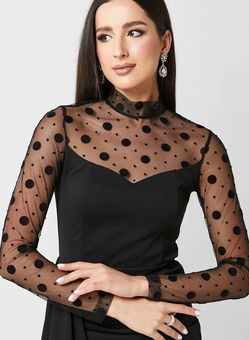 Ella Limited Edition Mesh Sleeve Dress With Slit