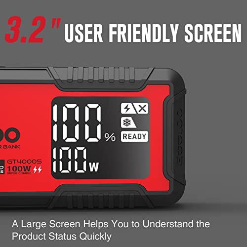 GOOLOO GT4000S Jump Starter 4000 Amp Car Starter 100W Two-Way Fast-Charging Portable Car Battery Charger Booster Pack for 10L Diesel and 12L Gas Engines, SuperSafe Lithium Jump Box for 12V Vehicles - Image 5