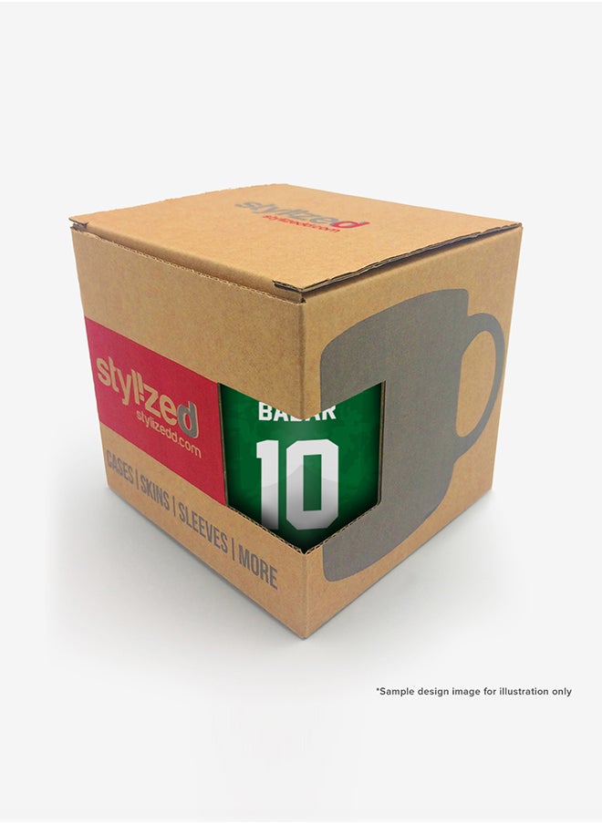 Stylizedd - Designer Printed Coffee Mug with Heavy Duty Handle 11oz Ceramic Personalised Gift Mugs Cup - Cricket Player - Yuvraj Singh, Jersey Number - 12 (With Logo) - Image 1