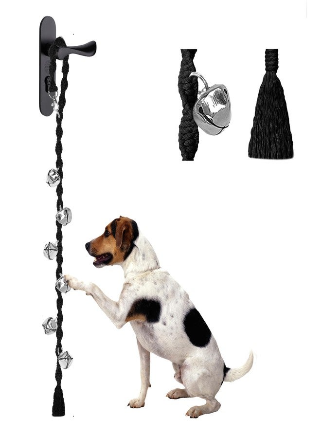 GINIDEAR Dog Bells to Go Outside & Puppy Potty Training, Adjustable Dog Door Bell Ring to Go Potty, Handmade with Premium Yarn. Twisted Style, Pure Black - Image 1
