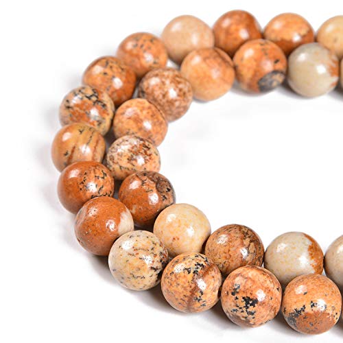 Nancybeads 60pcs 6mm Natural Yellow Picture Jasper Gemstone Round Spacer Loose Stone Beads for Jewelry Making 15.5" 1 Strand (Yellow Picture Jasper, 6mm 60Beads) - Image 1