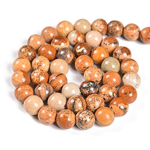 Nancybeads 60pcs 6mm Natural Yellow Picture Jasper Gemstone Round Spacer Loose Stone Beads for Jewelry Making 15.5" 1 Strand (Yellow Picture Jasper, 6mm 60Beads) - Image 2