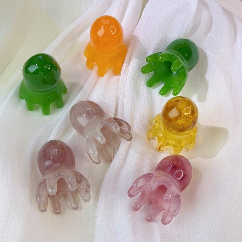 3 Random Color Octopus Scalp Massagers Portable Handheld Relaxation Tool Muscle Tension Ergonomic Travel Friendly Resin - Image 1