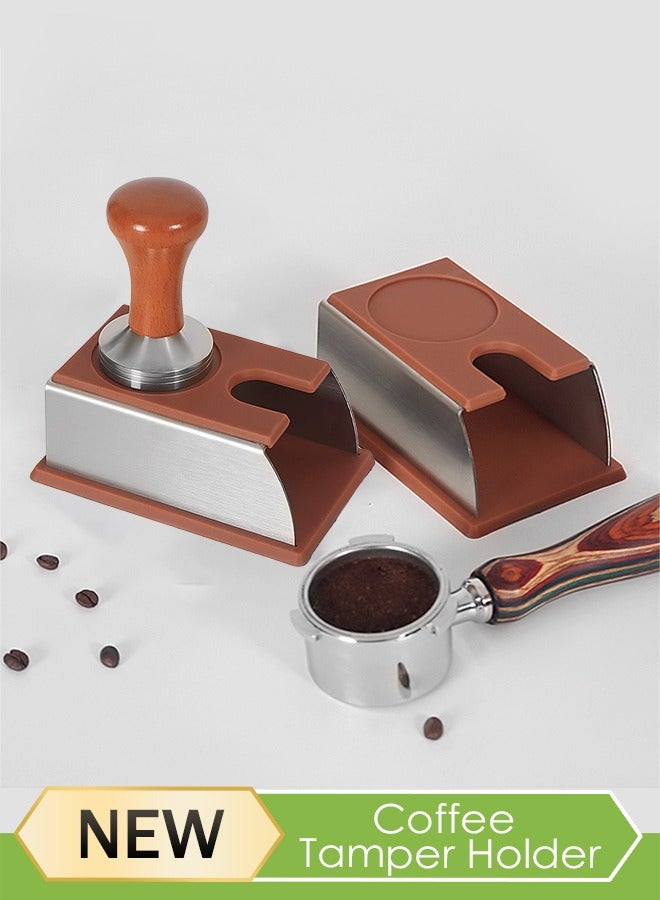 Loquat Coffee Tamper Base Portafilter Holder Stainless Steel Anti-rust Detachable Coffee Powder Maker Rack Dishwasher Safe Silicone Kitchen Mat for Home Coffee Shop and Restaurant - Image 1