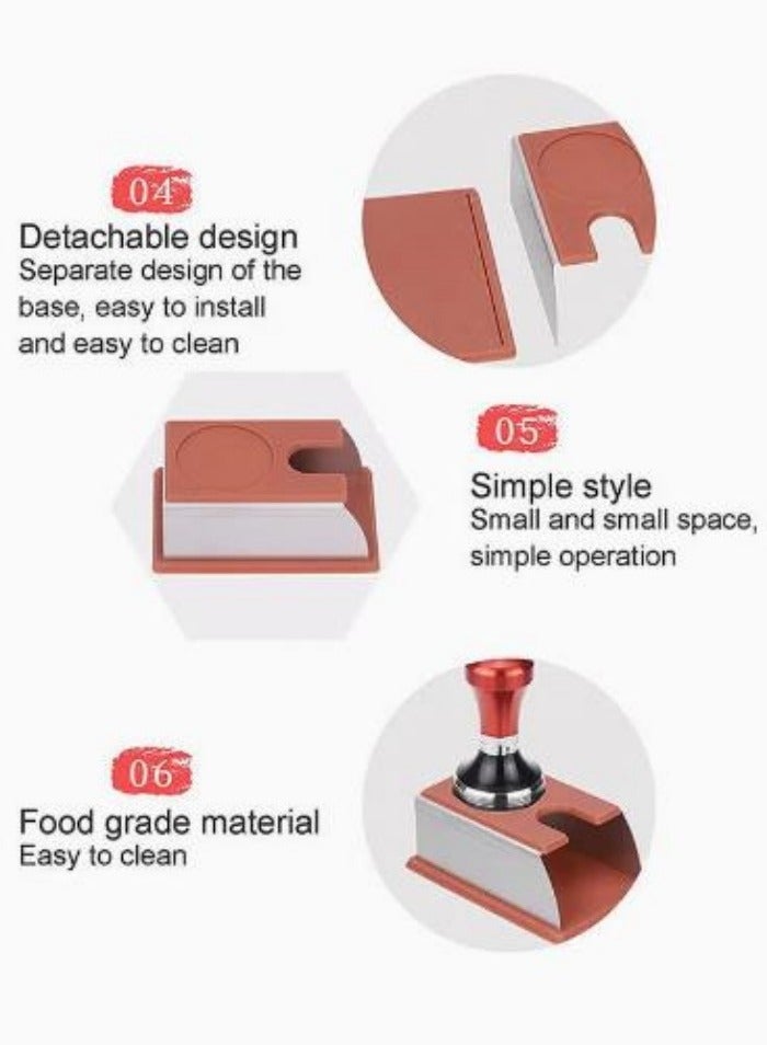 Loquat Coffee Tamper Base Portafilter Holder Stainless Steel Anti-rust Detachable Coffee Powder Maker Rack Dishwasher Safe Silicone Kitchen Mat for Home Coffee Shop and Restaurant - Image 5