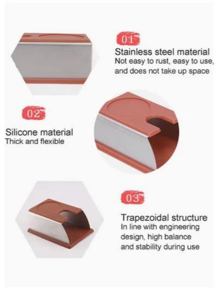 Loquat Coffee Tamper Base Portafilter Holder Stainless Steel Anti-rust Detachable Coffee Powder Maker Rack Dishwasher Safe Silicone Kitchen Mat for Home Coffee Shop and Restaurant - Image 3