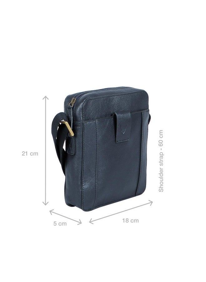 Hidesign Men's Leather Messenger Bag- Mn Blue - Image 2