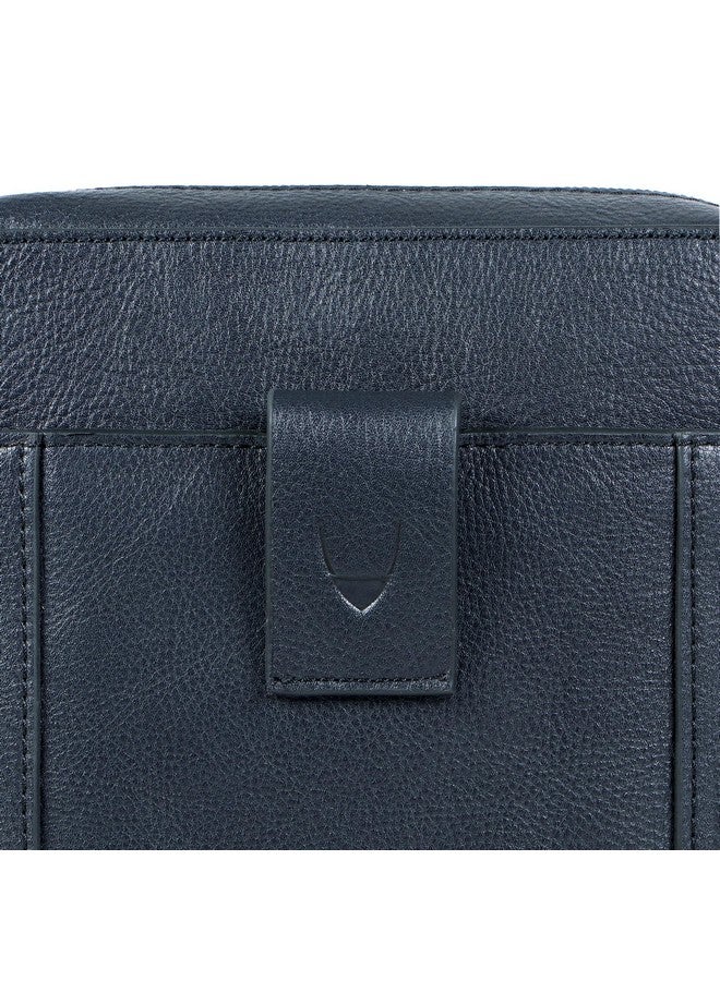 Hidesign Men's Leather Messenger Bag- Mn Blue - Image 4