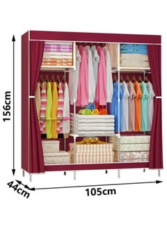 Generic Fabric wardrobe, clothes storage, large space, strong and heavy-resistant, red  - Image 2