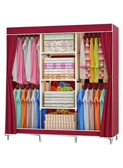Generic Fabric wardrobe, clothes storage, large space, strong and heavy-resistant, red  - Image 1