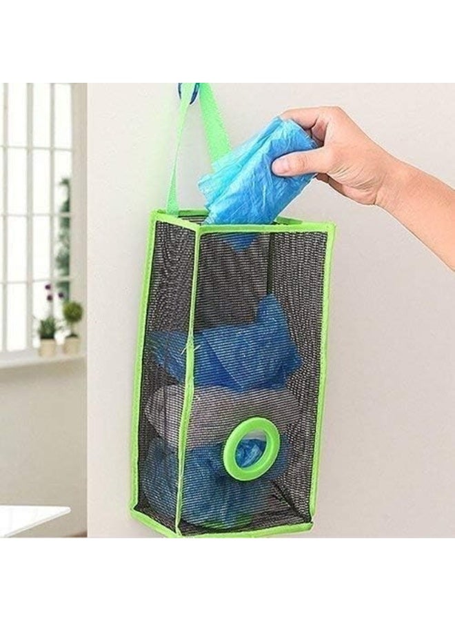 2Pcs Mesh Hanging Plastic Bag Organizer for Kitchen & Pantry – Breathable Net Storage Holder for Grocery Bags, Recycling Bags & Plastic Shopping Bags – Space Saving Hanging Bag Dispenser – Random Color - Image 2