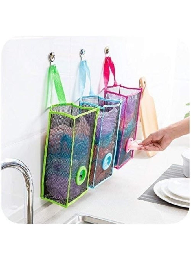 2Pcs Mesh Hanging Plastic Bag Organizer for Kitchen & Pantry – Breathable Net Storage Holder for Grocery Bags, Recycling Bags & Plastic Shopping Bags – Space Saving Hanging Bag Dispenser – Random Color - Image 3
