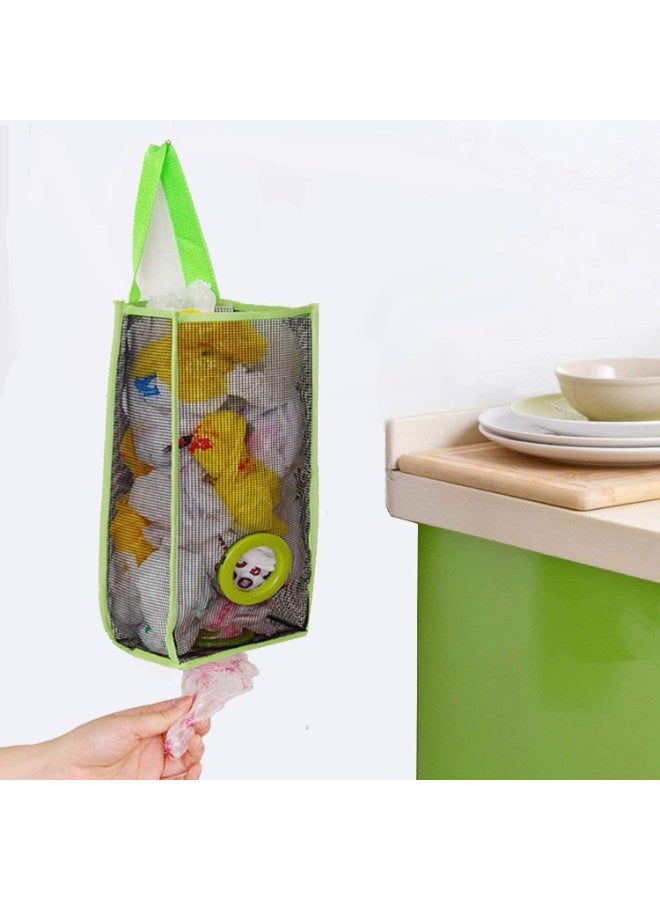 2Pcs Mesh Hanging Plastic Bag Organizer for Kitchen & Pantry – Breathable Net Storage Holder for Grocery Bags, Recycling Bags & Plastic Shopping Bags – Space Saving Hanging Bag Dispenser – Random Color - Image 4