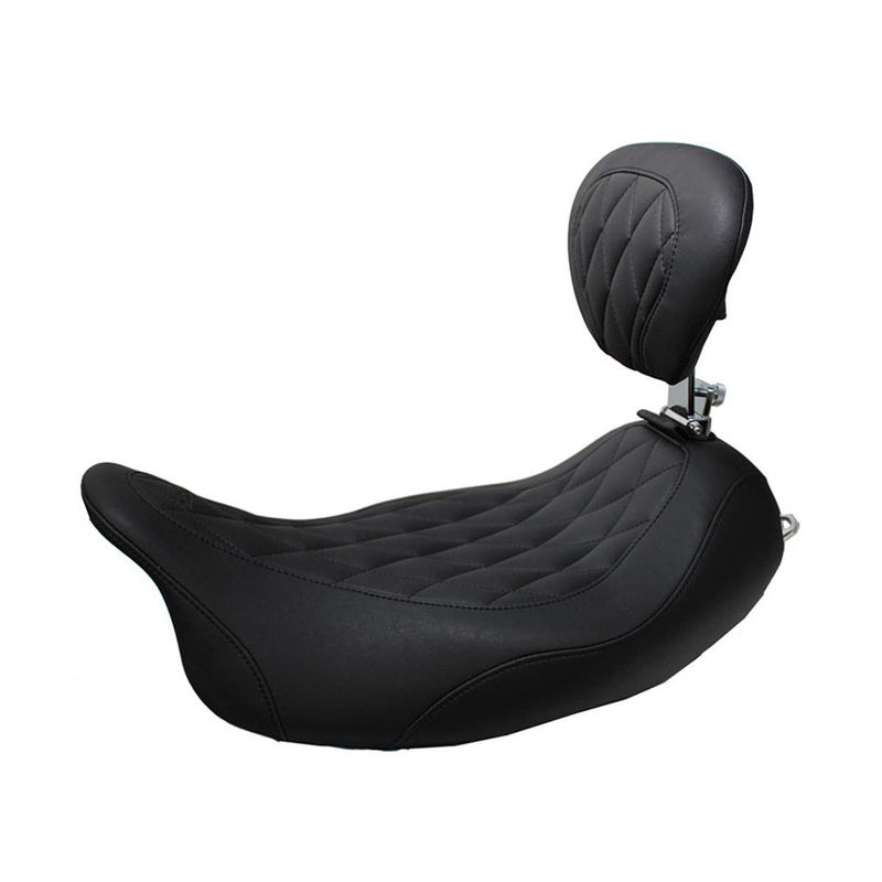 Mustang Motorcycle Seats 79725 Wide Tripper Solo Seat with Driver Backrest for Harley-Davidson Electra Glide Standard, Road Glide, Road King & Street Glide 2008-'21, Diamond, Black - Image 4