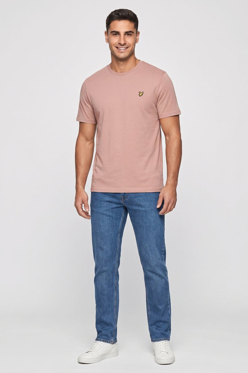 Lyle & Scott Men Crew Neck Short Sleeve Embroidered Logo T-Shirt, Dark Beige - Image 2