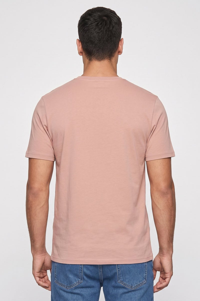 Lyle & Scott Men Crew Neck Short Sleeve Embroidered Logo T-Shirt, Dark Beige - Image 4