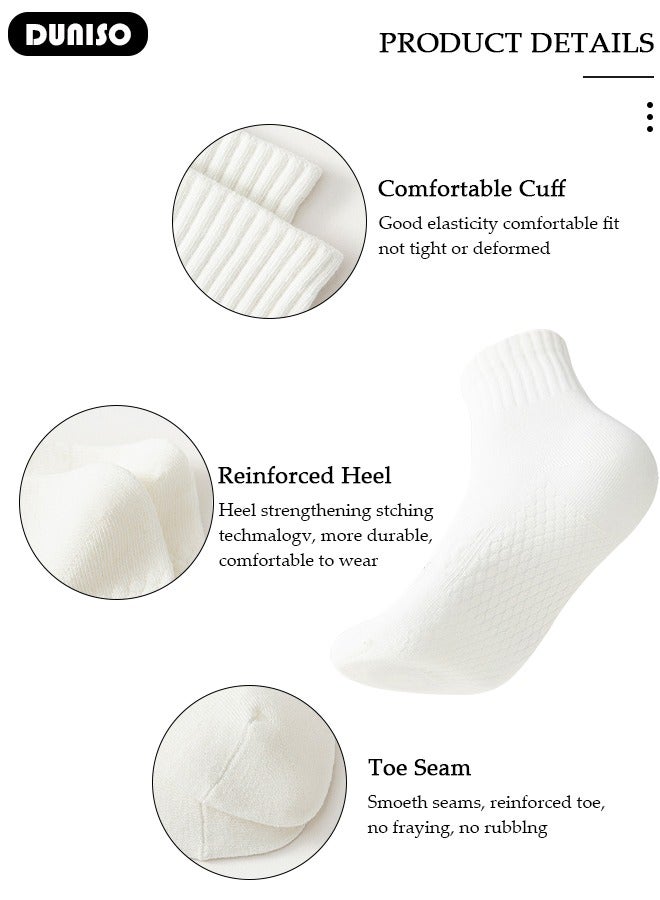 DUNISO 4 Pairs Solid Color Socks for Men Women,Athletic Running Calf Socks Performance Cushioned Breathable Cotton Massage Sole Non-Slip Sports Socks, Lightweight and Comfortable for Spring, Summer, and Fall - Image 3
