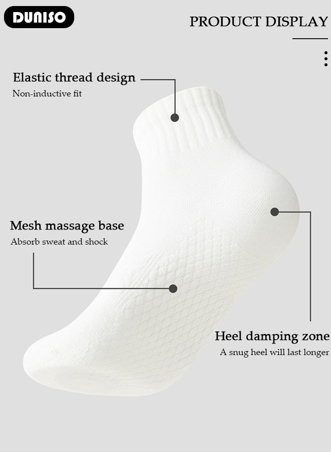 DUNISO 4 Pairs Solid Color Socks for Men Women,Athletic Running Calf Socks Performance Cushioned Breathable Cotton Massage Sole Non-Slip Sports Socks, Lightweight and Comfortable for Spring, Summer, and Fall - Image 5