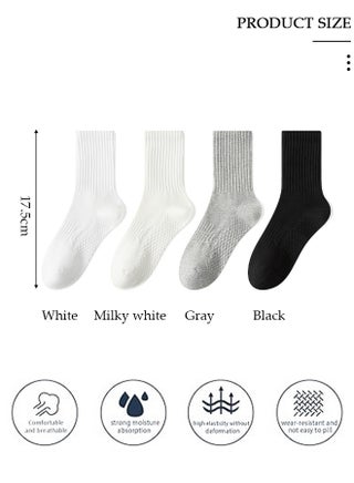 4 Pairs Solid Color Socks for Men Women,Athletic Running Calf Socks Performance Cushioned Breathable Cotton Massage Sole Non-Slip Sports Socks, Lightweight and Comfortable for Spring, Summer, and Fall - view 2