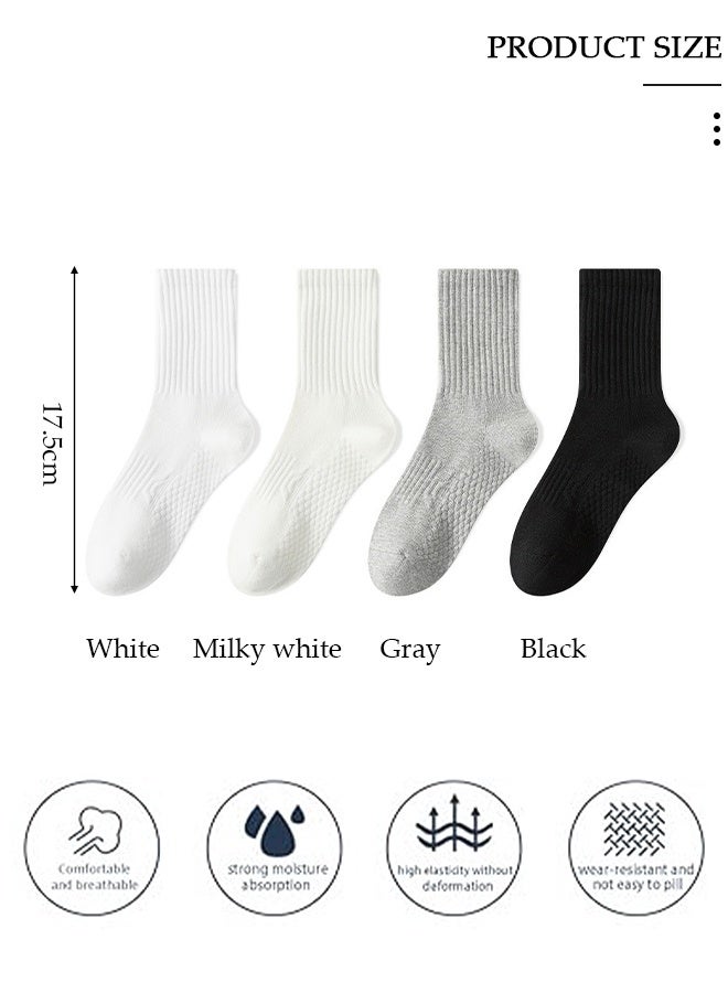 DUNISO 4 Pairs Solid Color Socks for Men Women,Athletic Running Calf Socks Performance Cushioned Breathable Cotton Massage Sole Non-Slip Sports Socks, Lightweight and Comfortable for Spring, Summer, and Fall - Image 2