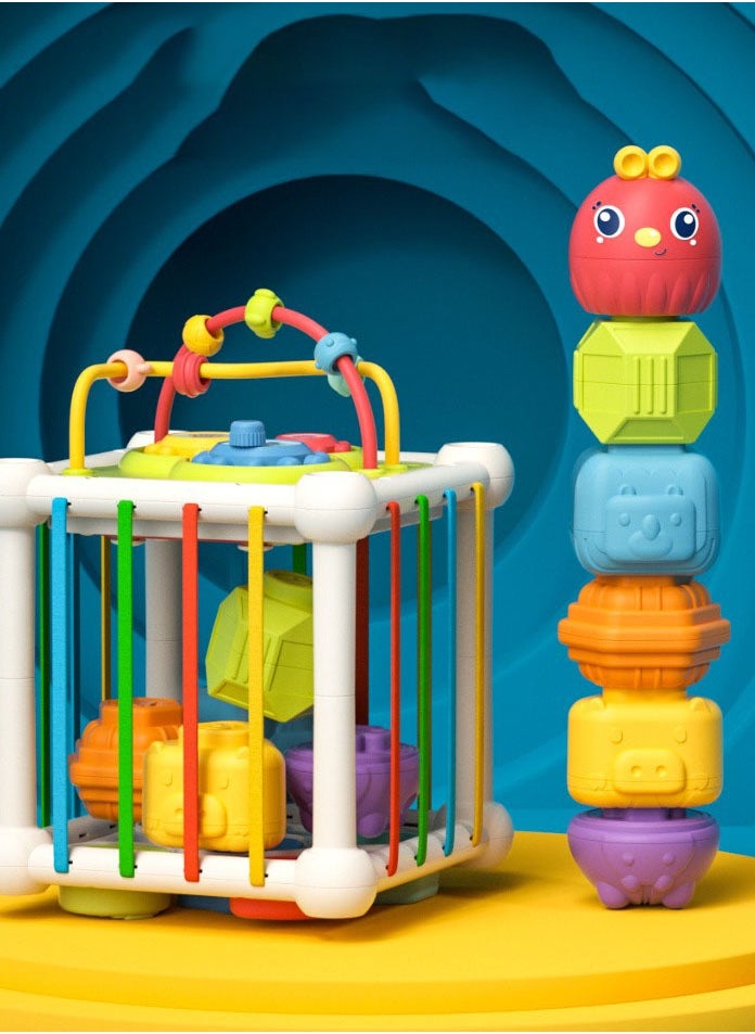 PYEBE Baby Montessori Toys for Boy Girl Gifts Shape Sorter Sensory Activity Cube Toddler Travel Toys 6 to 18 Months Baby Gifts  - Image 1