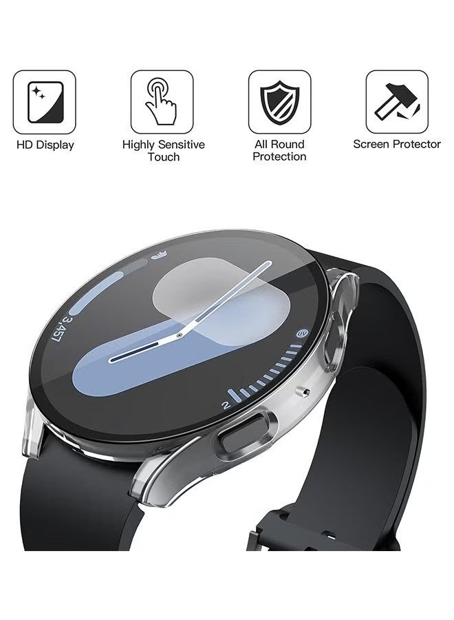 2PCS Screen Protector Case 44mm for Samsung Galaxy Watch 7, 2 in 1 Samsung Galaxy Watch 7 Case with Tempered Glass Hard PC Shockproof Cover，Full Coverage Soft TPU Case Protective Screen Cover - Image 2