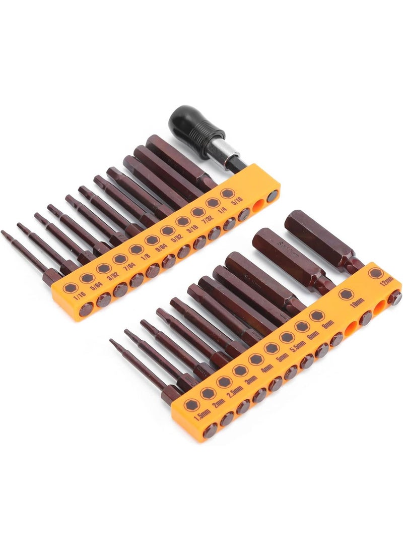 GGOOT 60mm Screwdriver Bits  Screwdriver Bit Set 12Pcs Alloy Steel S2 Slot Cross 100mm & 23Pcs Hex 60mm Red, High Accuracy Hardware Tool Kit with 2 Headgears  - Image 1