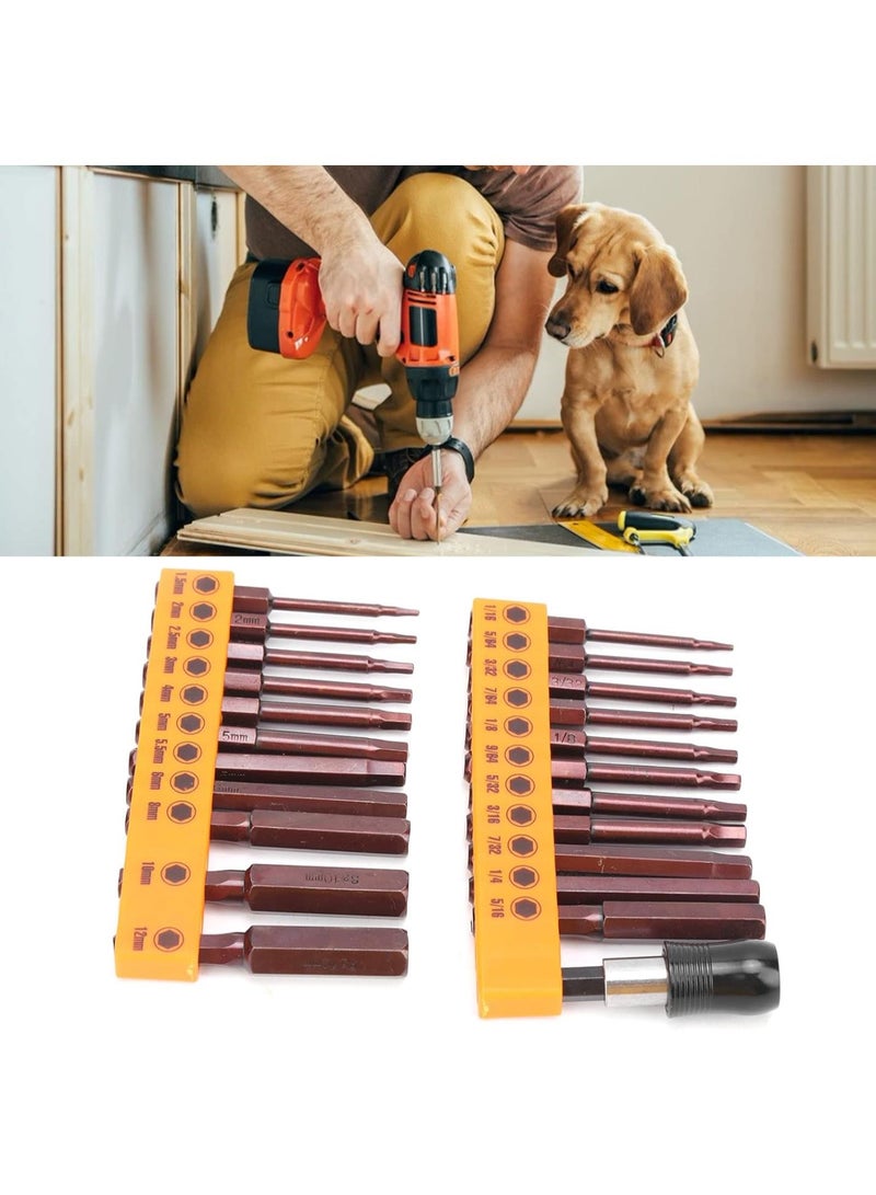 GGOOT 60mm Screwdriver Bits  Screwdriver Bit Set 12Pcs Alloy Steel S2 Slot Cross 100mm & 23Pcs Hex 60mm Red, High Accuracy Hardware Tool Kit with 2 Headgears  - Image 2