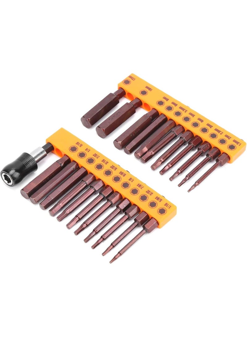 GGOOT 60mm Screwdriver Bits  Screwdriver Bit Set 12Pcs Alloy Steel S2 Slot Cross 100mm & 23Pcs Hex 60mm Red, High Accuracy Hardware Tool Kit with 2 Headgears  - Image 3