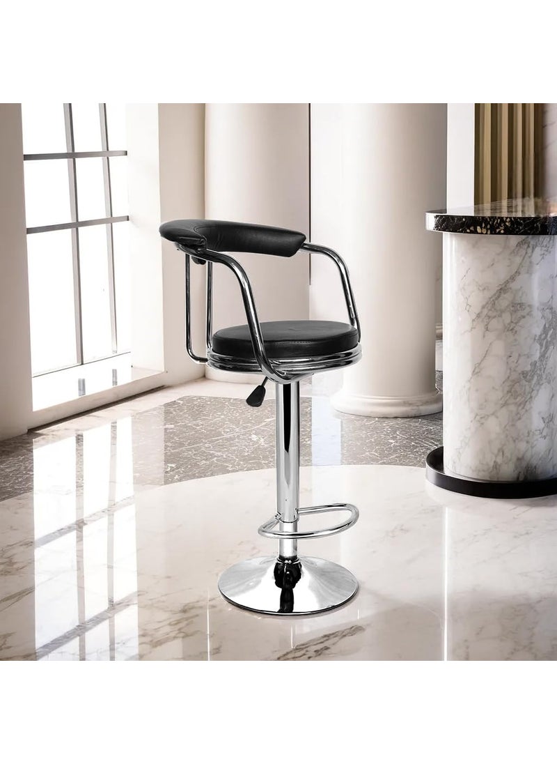 Rose ROSE Kiya Height Adjustable Revolving Bar StoolKitchen Chair Suitable for Kitchen Cafeteria Dining OfficeShops Pack of 1 Jet Black  - Image 1