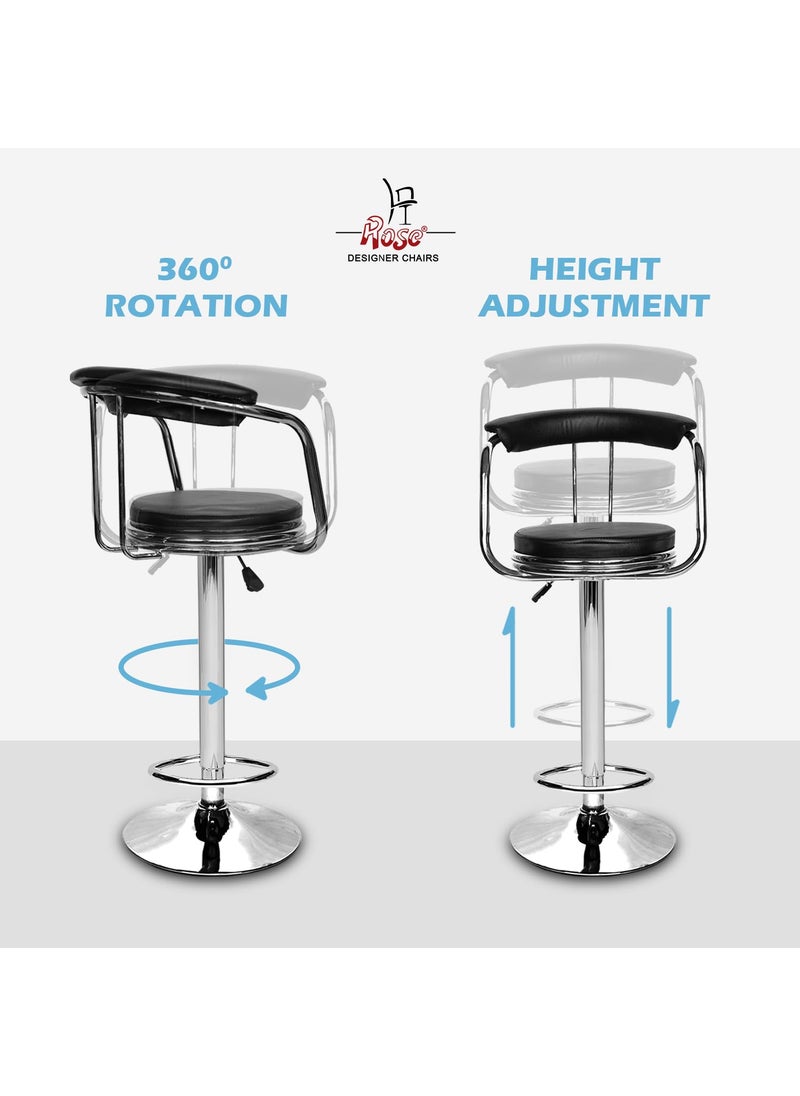 Rose ROSE Kiya Height Adjustable Revolving Bar StoolKitchen Chair Suitable for Kitchen Cafeteria Dining OfficeShops Pack of 1 Jet Black  - Image 4