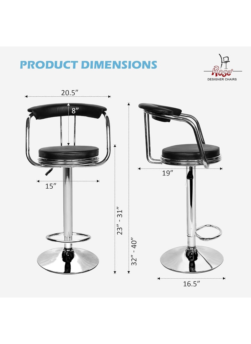 Rose ROSE Kiya Height Adjustable Revolving Bar StoolKitchen Chair Suitable for Kitchen Cafeteria Dining OfficeShops Pack of 1 Jet Black  - Image 2