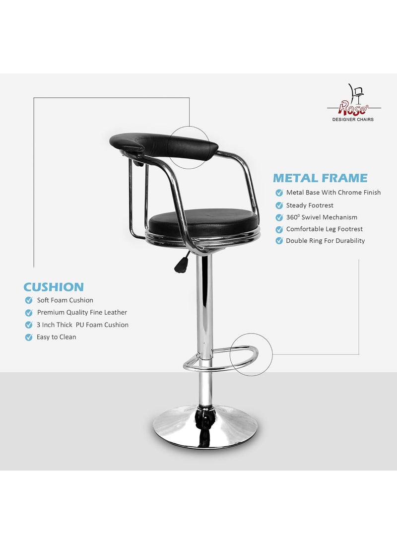 Rose ROSE Kiya Height Adjustable Revolving Bar StoolKitchen Chair Suitable for Kitchen Cafeteria Dining OfficeShops Pack of 1 Jet Black  - Image 5