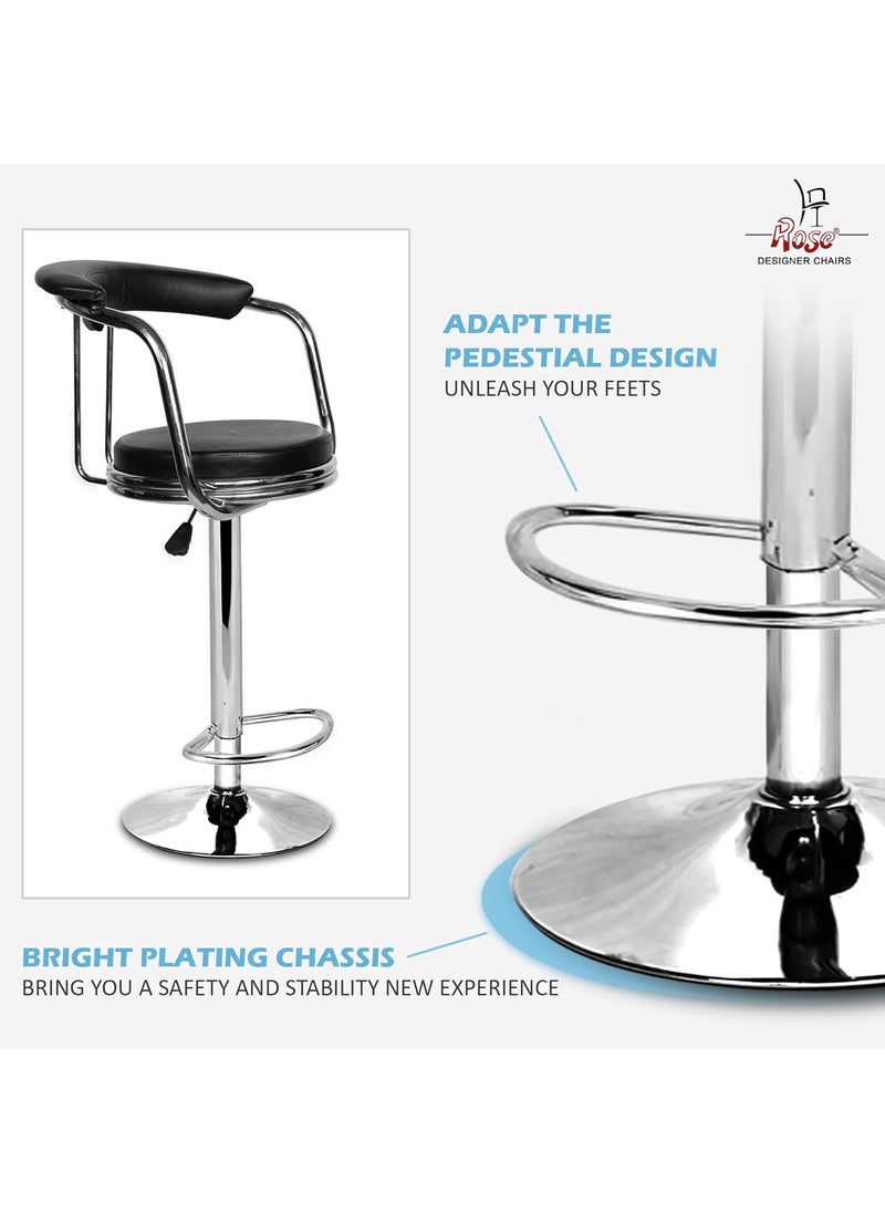 Rose ROSE Kiya Height Adjustable Revolving Bar StoolKitchen Chair Suitable for Kitchen Cafeteria Dining OfficeShops Pack of 1 Jet Black  - Image 3