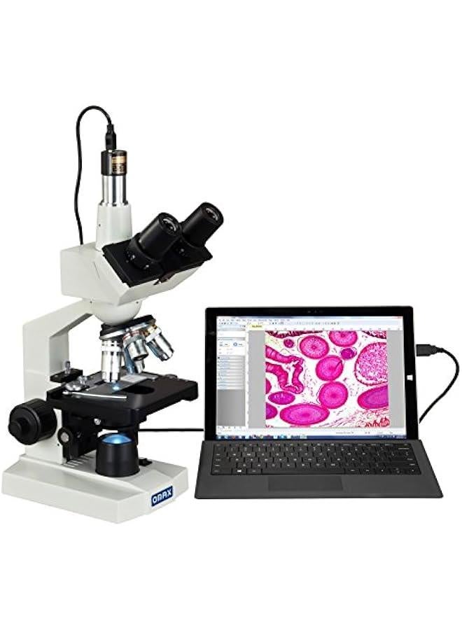 Arabest 40X-2500X LED Digital Trinocular Lab Compound Microscope with 1.3MP Camera and Mechanical Stage - Image 1