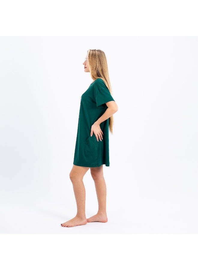 zecotex  Women’s Cotton Nightdress | Soft Short Sleeve Sleep Shirt with “Holly & Jolly” Print | Loose Fit Homewear for Comfort & Style  - Image 4