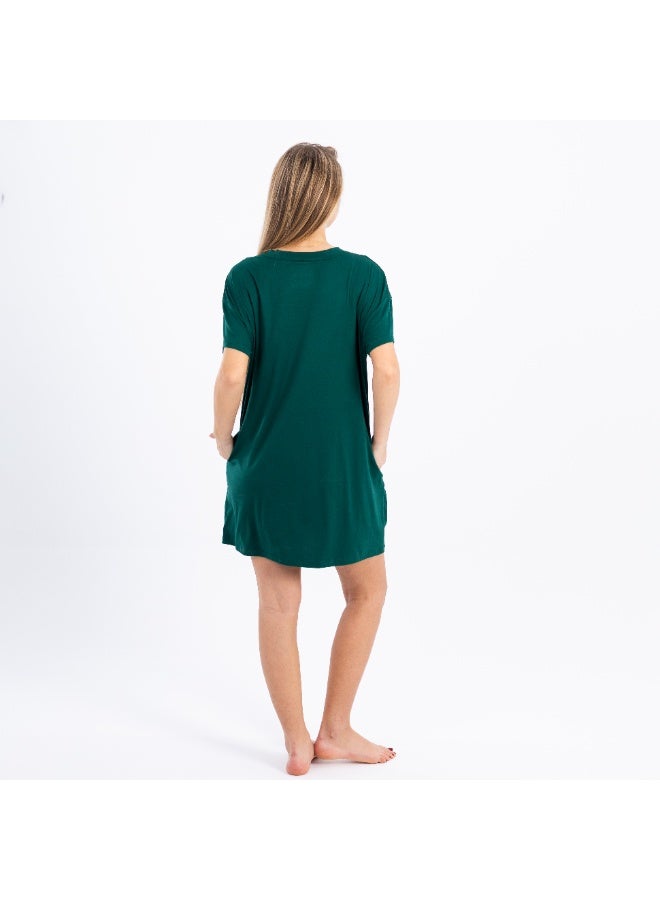 zecotex  Women’s Cotton Nightdress | Soft Short Sleeve Sleep Shirt with “Holly & Jolly” Print | Loose Fit Homewear for Comfort & Style  - Image 5